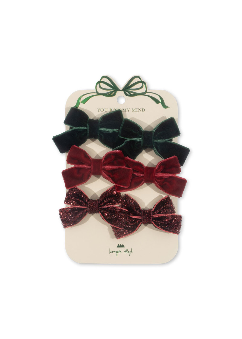 Lot de 6 mini noeuds à cheveux velours pailleté KONGES Produit face