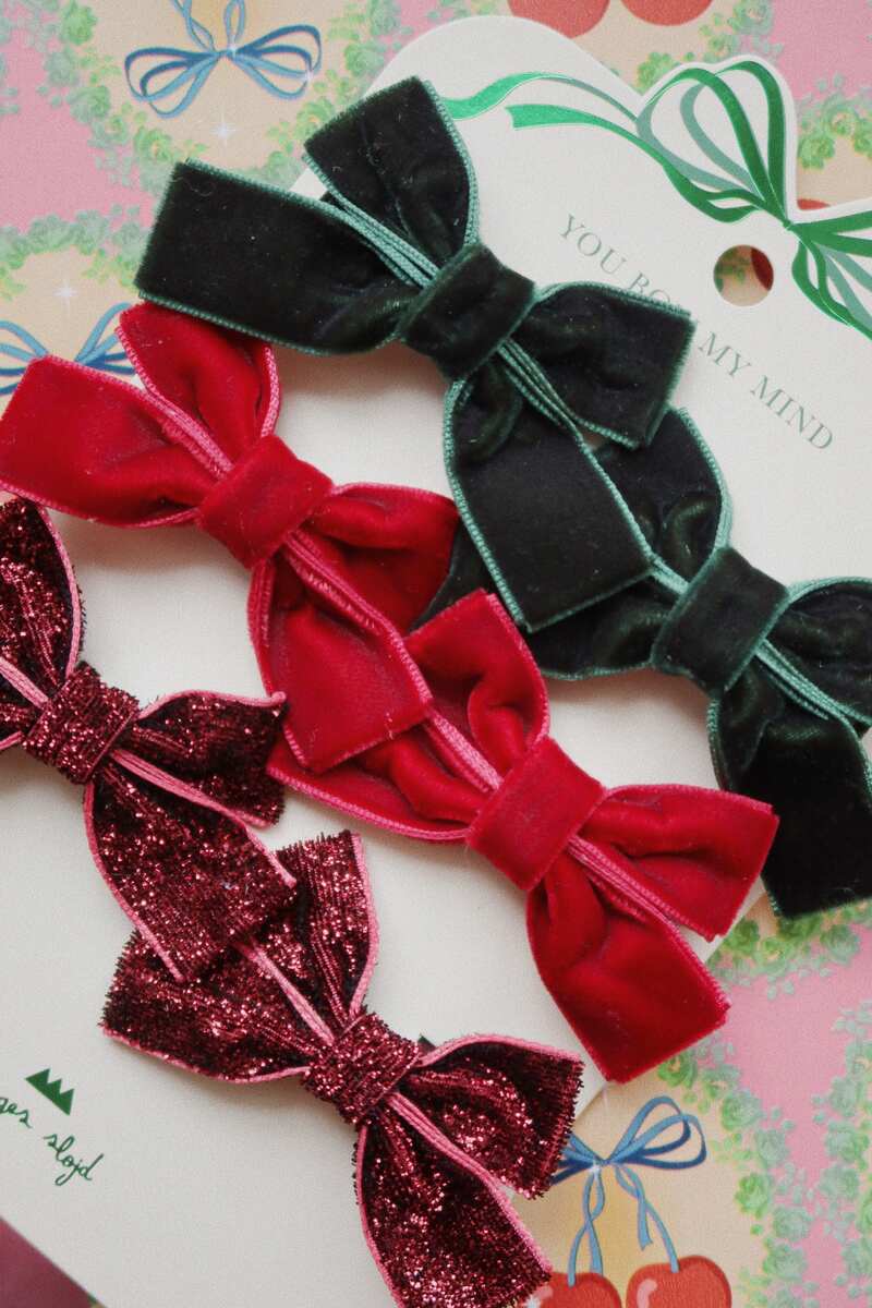 Lot de 6 mini noeuds à cheveux velours pailleté KONGES Produit lifestyle2