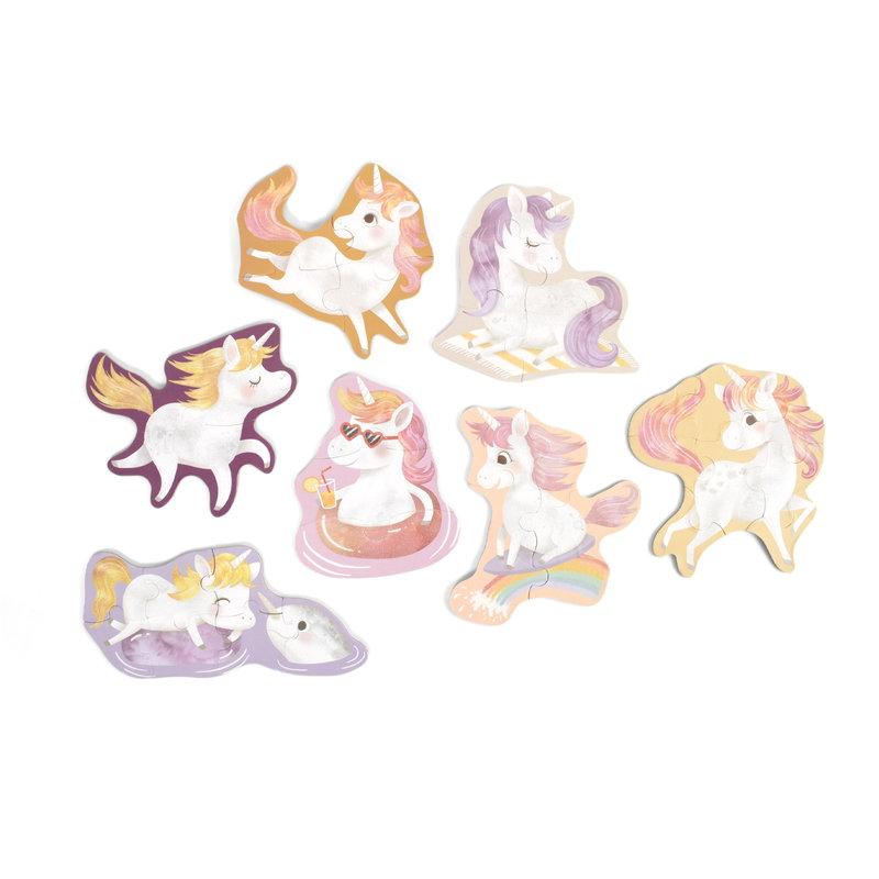 Lot de 7 puzzles La plage des licornes FILIBABBA produit