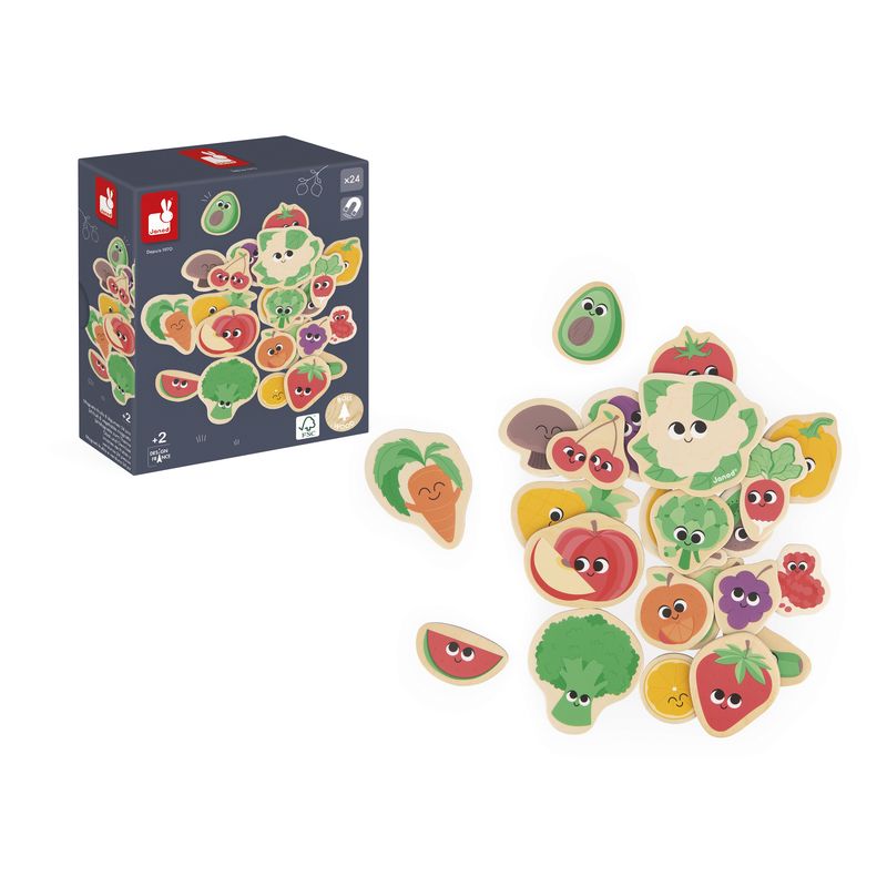 Magnets Fruits et Legumes 24 pcs Janod ensemble