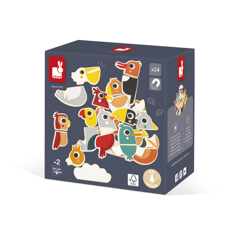 Magnets Mix and Match Oiseaux 24 pièces Janod pack