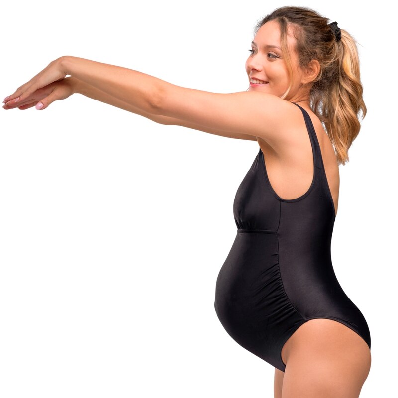 Maillot de bain de maternité original noir Carriwell cote bras