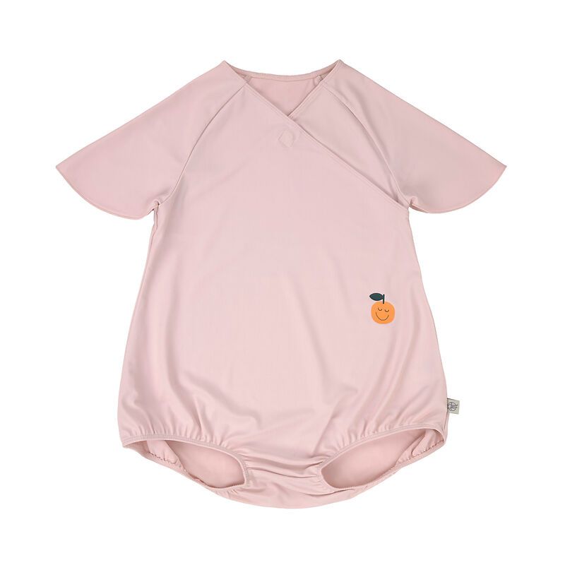 Maillot de bain 1 pièce rose pâle manches courtes Lassig devant