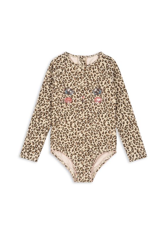 Maillot de bain à manches longues Kitty léopard 24 mois Konges Slojd devant