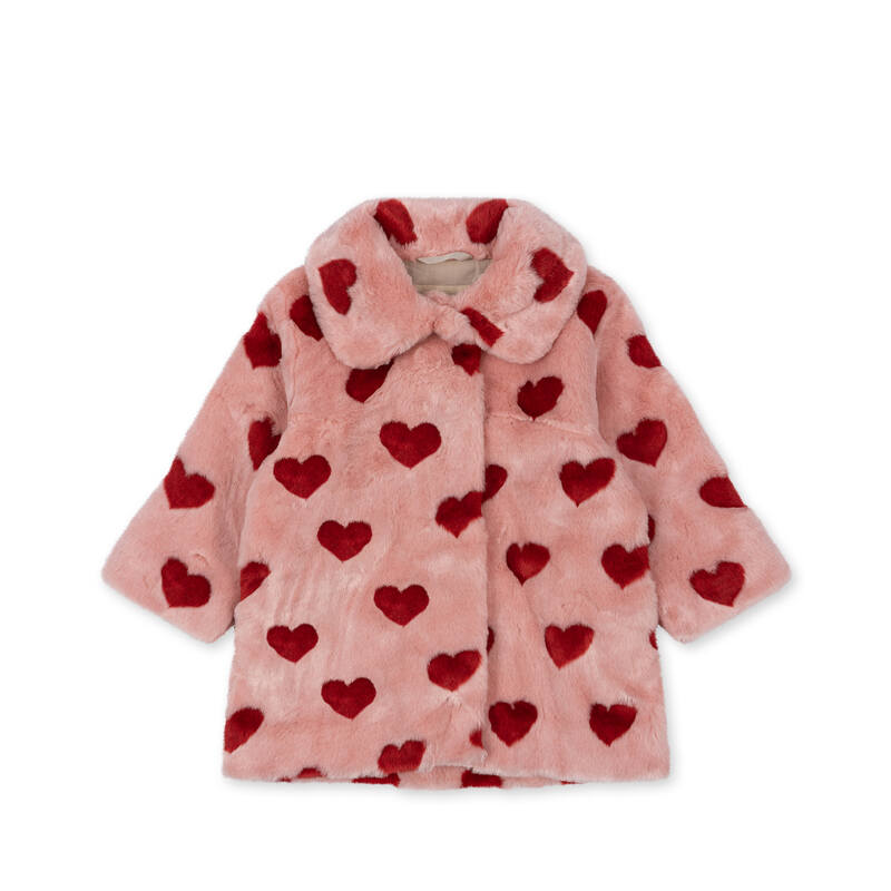 Manteau effet fourrure Rose Coeur Mellow Konges Slojd devant