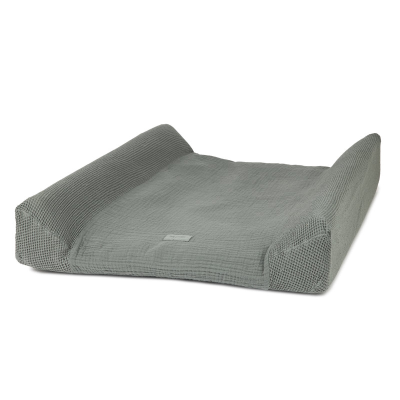 Matelas à langer imperméable et housse en coton lavé Wabi-Sabi Nobodinoz Azure