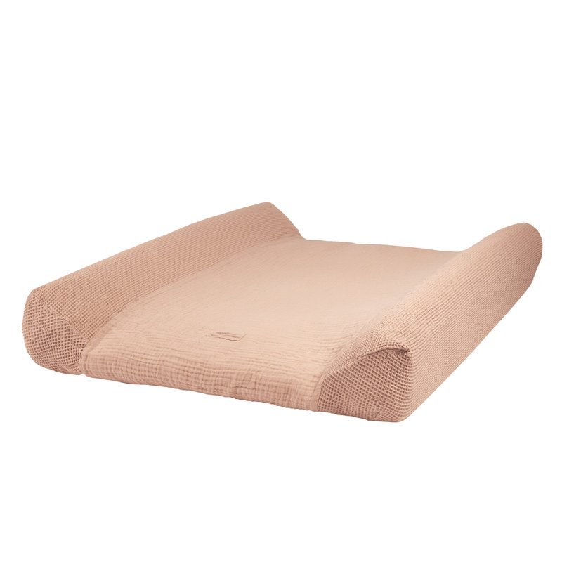 Matelas à langer imperméable et housse en coton lavé Wabi-Sabi Nobodinoz Powder Pink