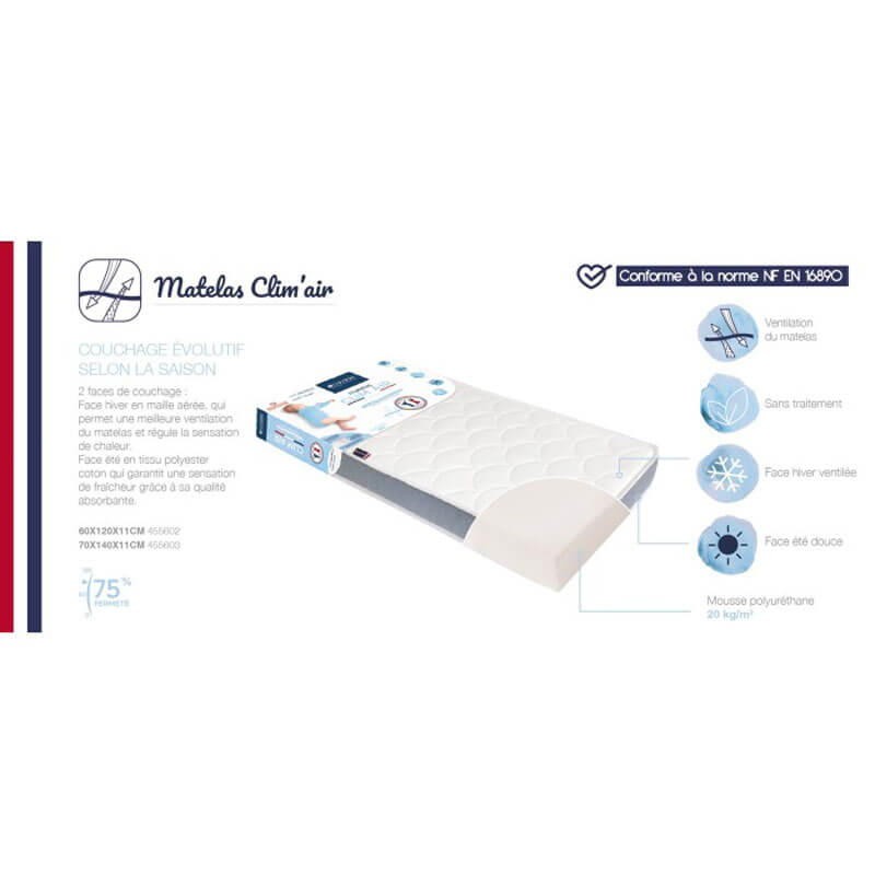 Matelas Clim Air lit bébé 60 x 120 cm Candide détails