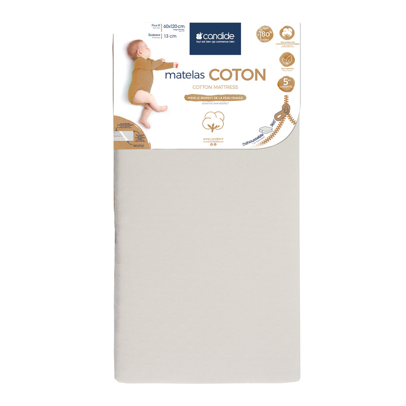Matelas Coton déhoussable 360° CANDIDE face