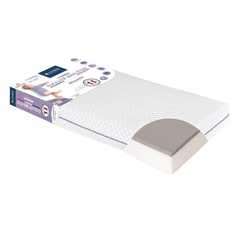 Matelas Evolutif Bien être déhoussable 60 x 120 cm Candide face