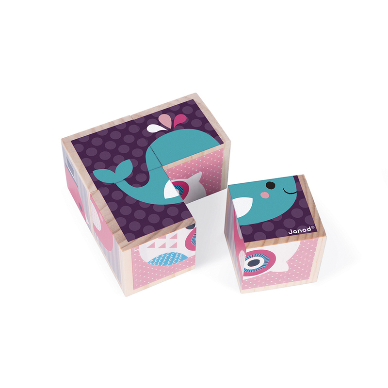 Mes Premiers Cubes Bébés Animaux bois Janod zoom