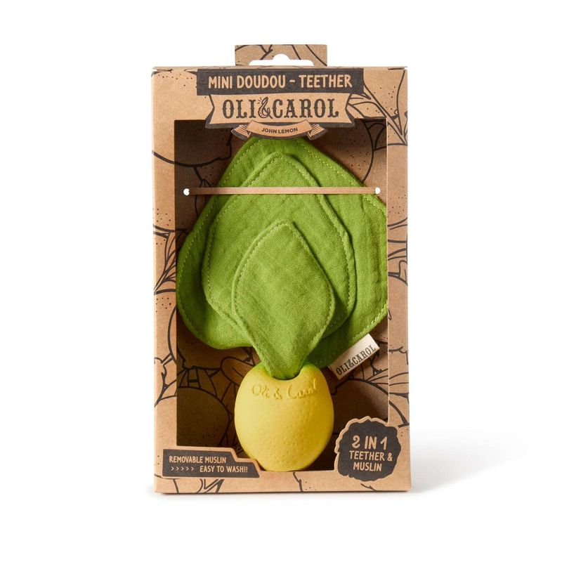 Mini Doudou Dentition Citron Oli & Carol packaging