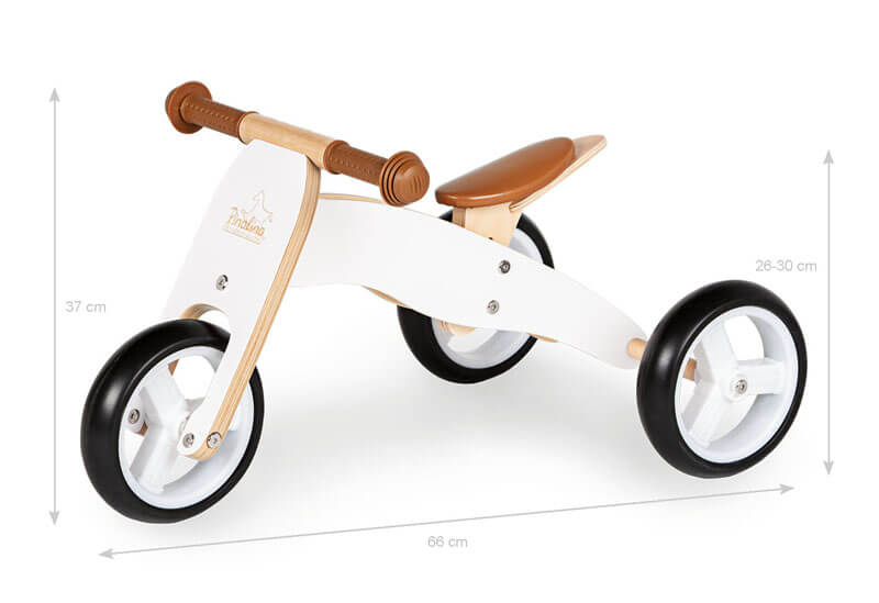 Mini-draisienne 3 roues Charlie Blanc/Naturel Pinolino dimensions