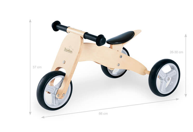 Mini-draisienne 3 roues Charlie Naturel Pinolino dimensions