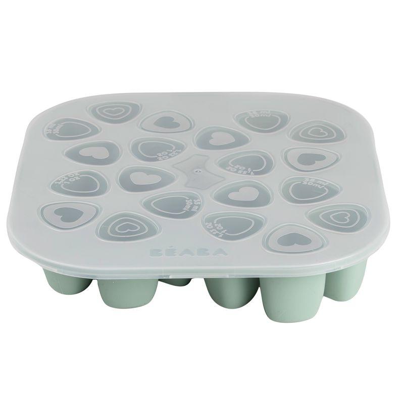 Mini multiportions silicone 20 x 35 ml Vert sauge BEABA produit avec couvercle