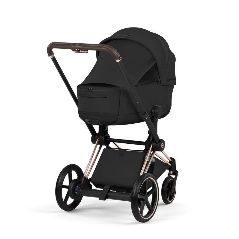 Nacelle pliable luxe Priam 2026 Sepia Black Cybex sur châssis pare-soleil