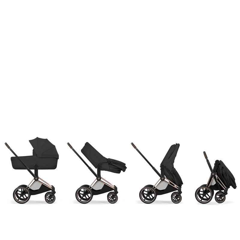 Nacelle pliable luxe Priam 2026 Sepia Black Cybex pliage sur châssis