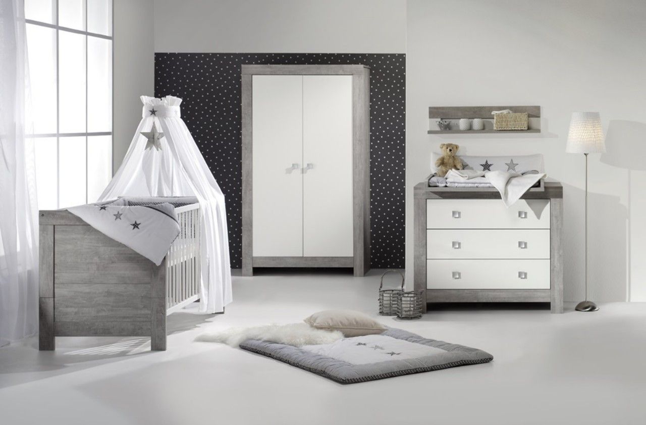 Chambre Nordic Driftwood : lit kit-transfo commode armoire 2 portes Schardt BamBinou