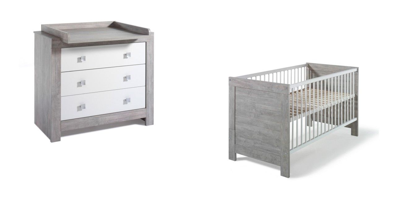 Chambre Nordic Driftwood : lit kit-transformation commode