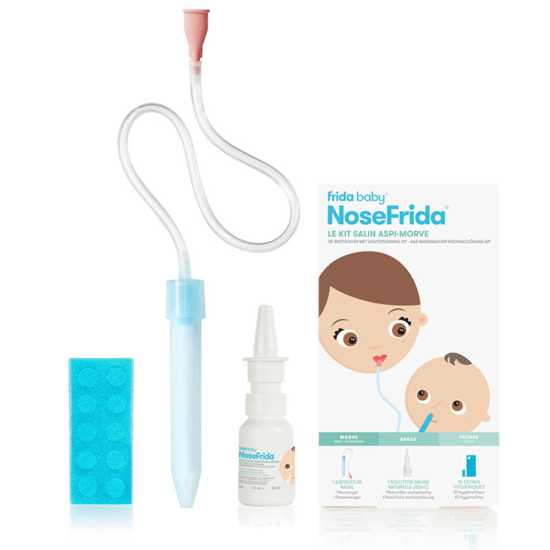 NoseFrida Le kit salin aspi-morve Frida packaging français
