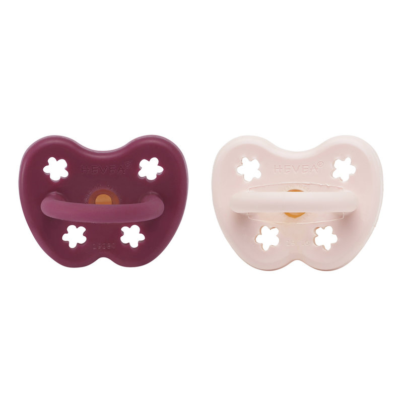 Pack de 2 sucettes Orthodontie 3-36 mois 100% caoutchouc naturel Powder Pink & Rosewood Hevea face