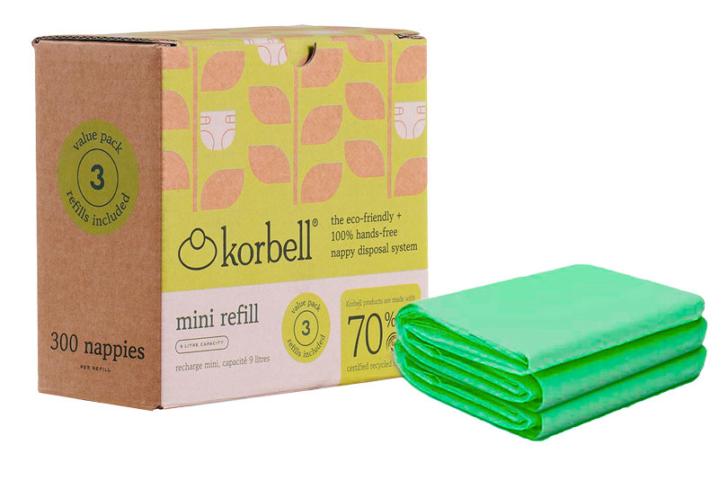 Pack de 3 recharges poubelle à couches MINI 9L Korbell produit