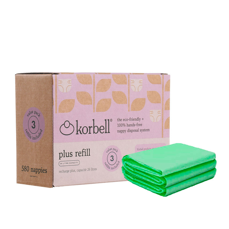 Pack de 3 recharges poubelle à couches PLUS 26L Korbell produit