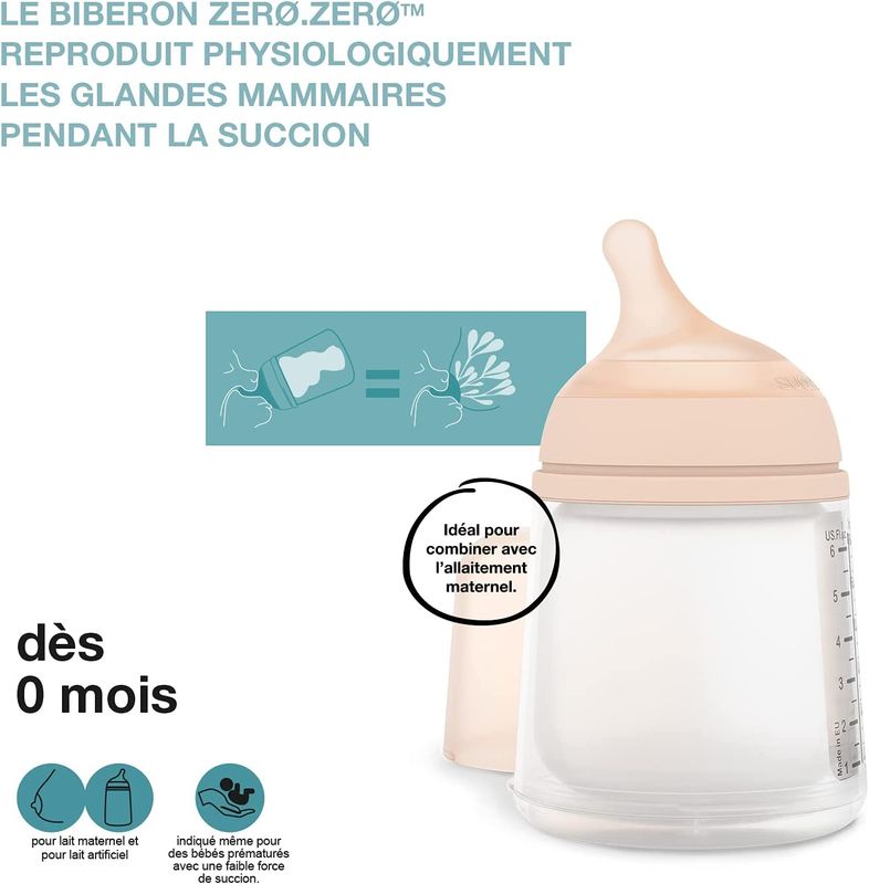 Pack Biberon Zero Zero 180ml Spécial Allaitement Suavinex explications 1
