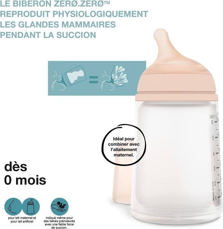 Pack Biberon Zero Zero 270ml Débit Moyen Suavinex explications 1
