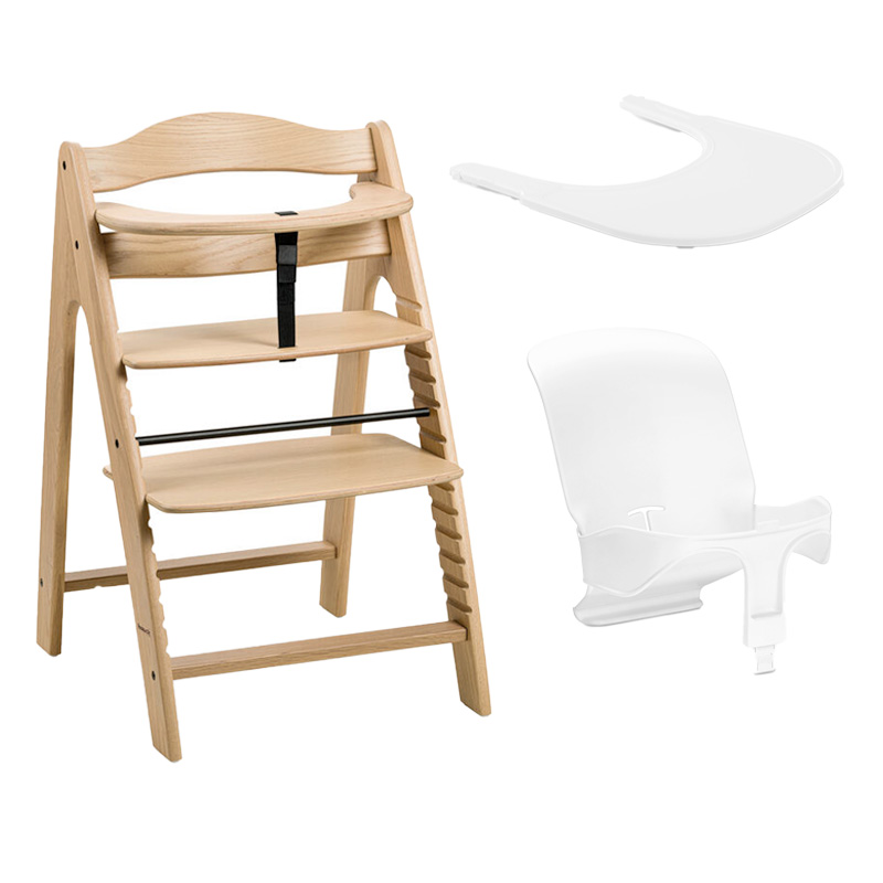 Pack Chaise haute Arketa Oak + Siège bébé + Tablette HAUCK cover