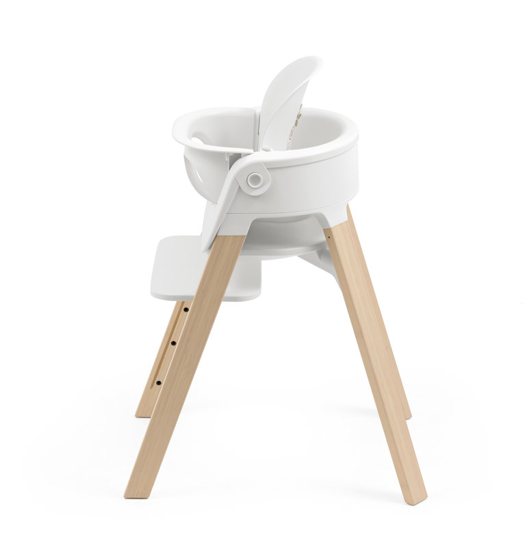 Pack Chaise Haute Steps avec Baby set et Plateau White / Natural Stokke réglage babyset 1