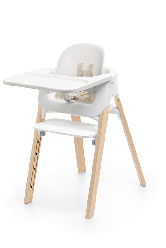 Pack Chaise Haute Steps avec Baby set et Plateau White / Natural Stokke produit