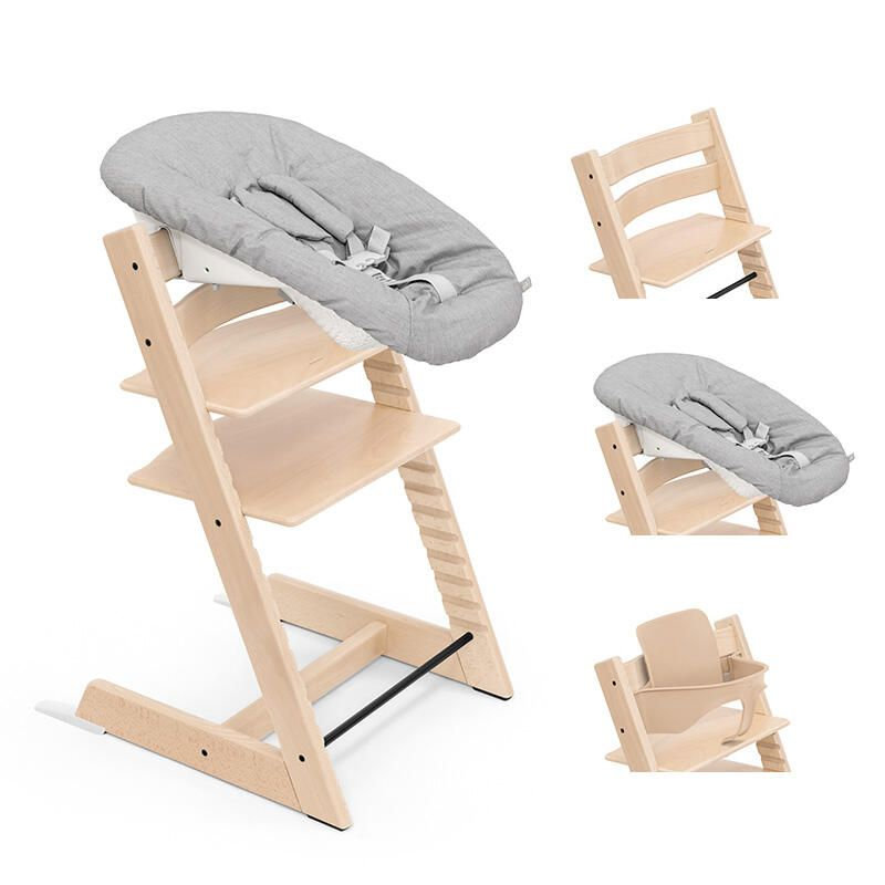 Pack Chaise haute Tripp Trapp Hêtre + Baby Set + Newborn set Naturel/Gris STOKKE pack