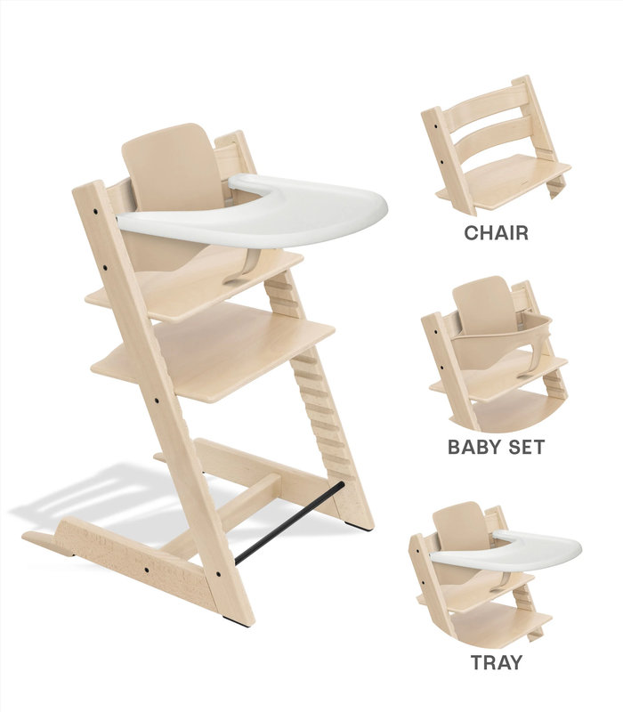 Pack Chaise haute Tripp Trapp Hêtre + Baby Set + tablette Naturel STOKKE pack détaillé