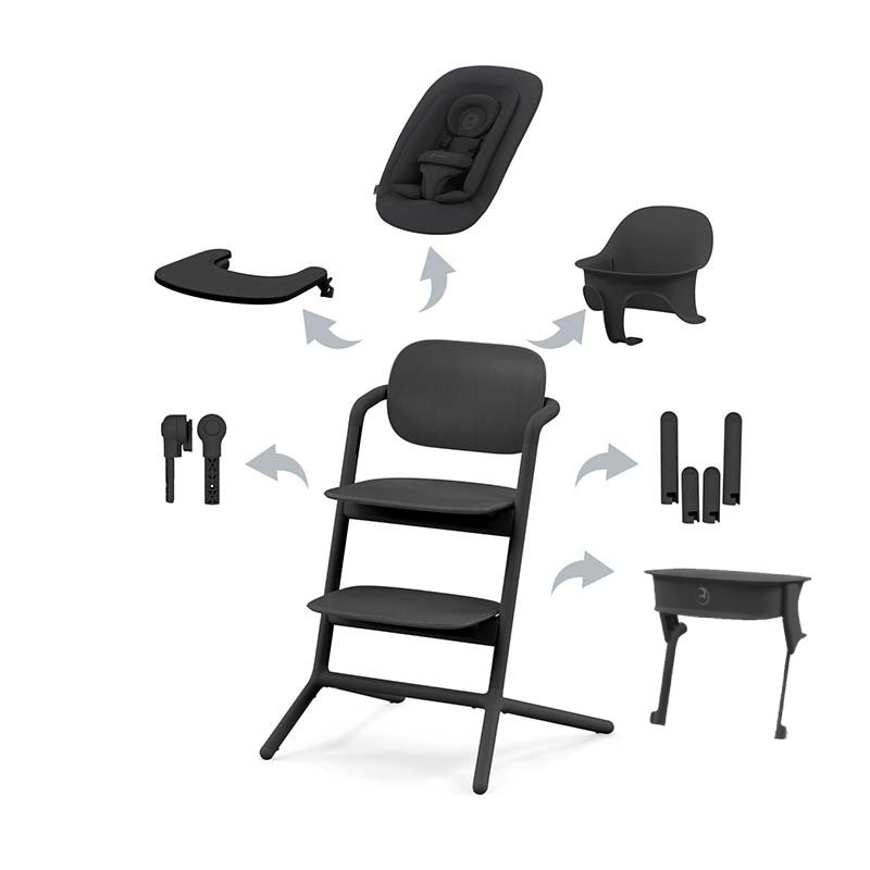 Chaise haute Lemo 2 4-en-1 + Kit Tour D'Apprentissage Lemo 2 Stunning Black