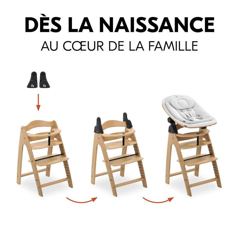 Pack complet Arketa Chaise haute + Transat + Siège bébé + Tablette HAUCK naissance