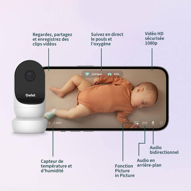 Pack Dream Sock + Cam2 - Bleu Bedtime Owlet informations5