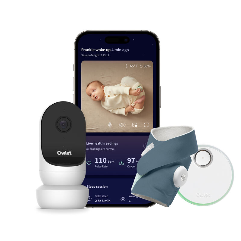 Pack Dream Sock + Cam2 - Bleu Bedtime Owlet produit face