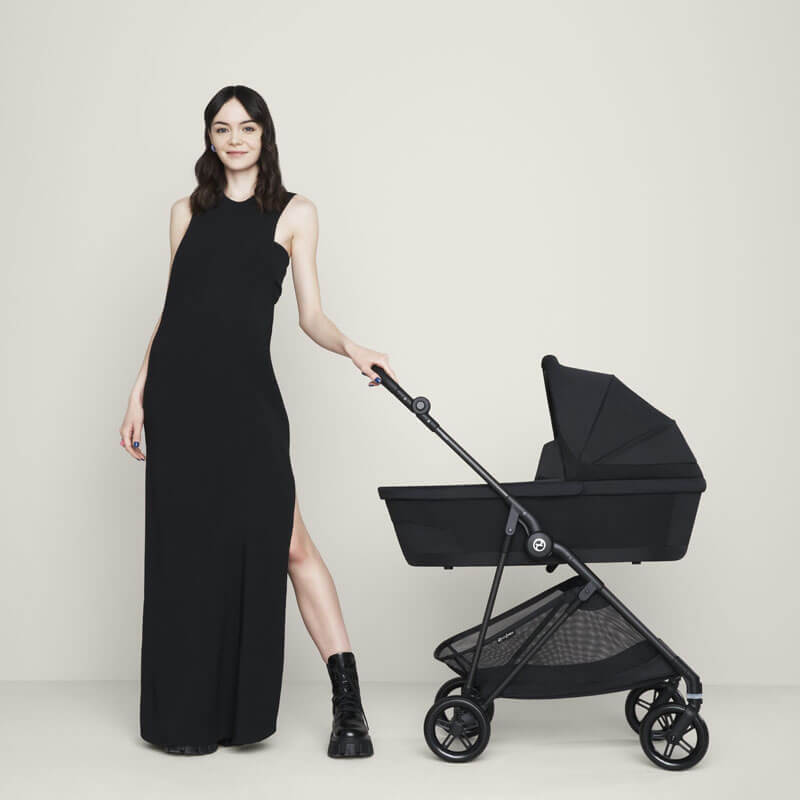pack duo poussette compacte Melio 3 Carbon + Nacelle Cybex ambiance nacelle