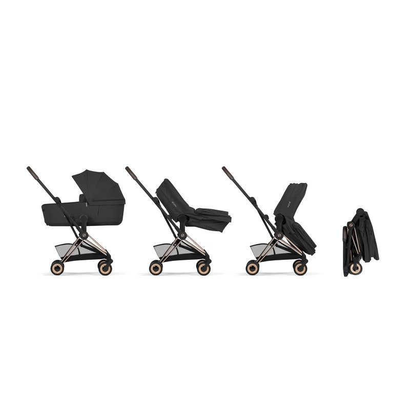 Pack Duo Poussette ultra-compacte Coya Confort 2026 avec nacelle pliable Cybex pliage nacelle