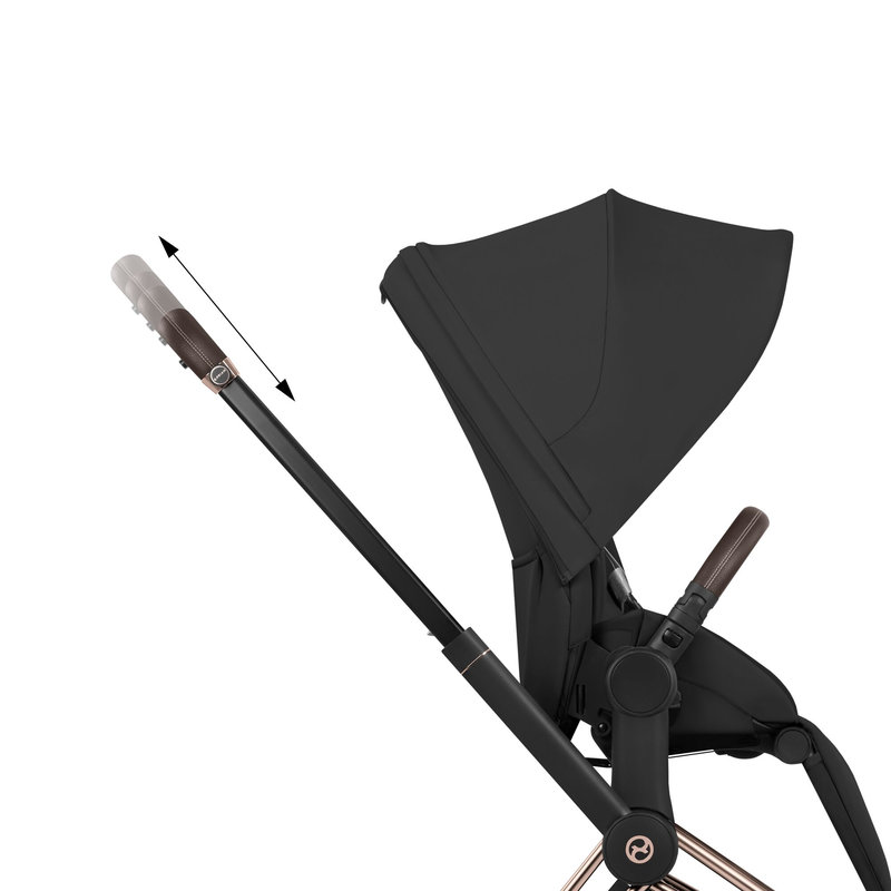 Pack duo Poussette électrique tout-terrain e-Priam 2026 avec nacelle pliable Rose Gold Sepia Black Cybex guidon