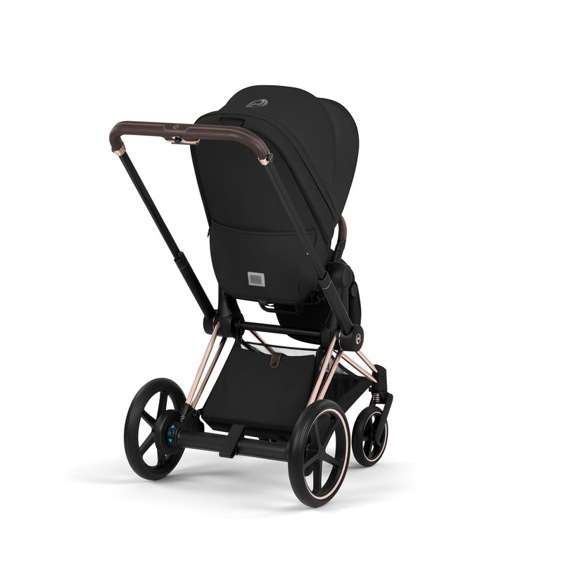 Pack duo Poussette électrique tout-terrain e-Priam 2026 avec nacelle pliable Rose Gold Sepia Black Cybex poussette arrière