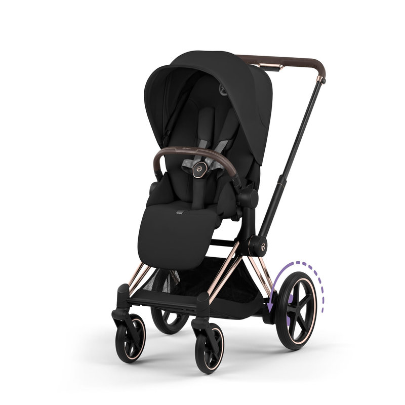 Pack duo Poussette électrique tout-terrain e-Priam 2026 avec nacelle pliable Rose Gold Sepia Black Cybex poussette
