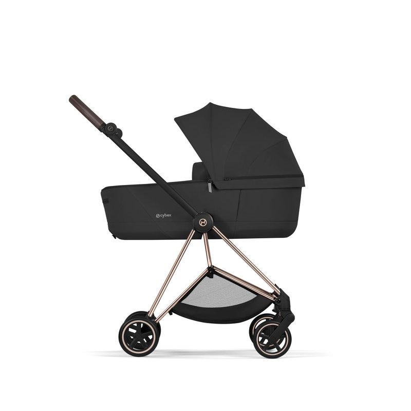 Pack duo Poussette citadine Mios Confort 2026 avec nacelle pliable Châssis Rose Gold Sepia Black Cybex côté