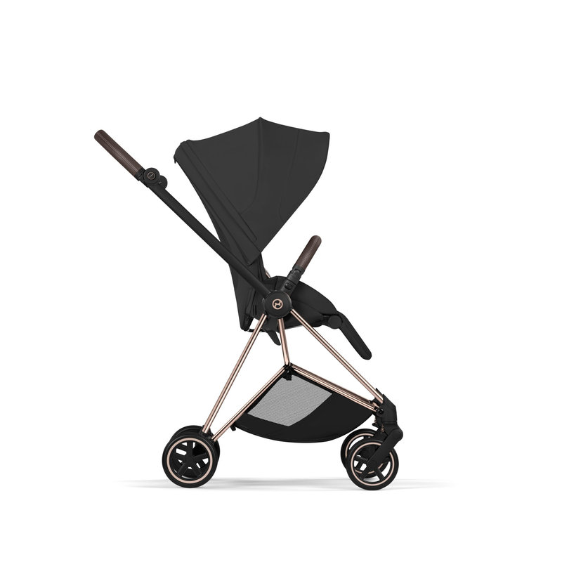 Pack duo Poussette citadine Mios Confort 2026 avec nacelle pliable Châssis Rose Gold Sepia Black Cybex poussette face monde