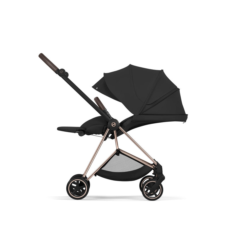 Pack duo Poussette citadine Mios Confort 2026 avec nacelle pliable Châssis Rose Gold Sepia Black Cybex poussette face parent allongé