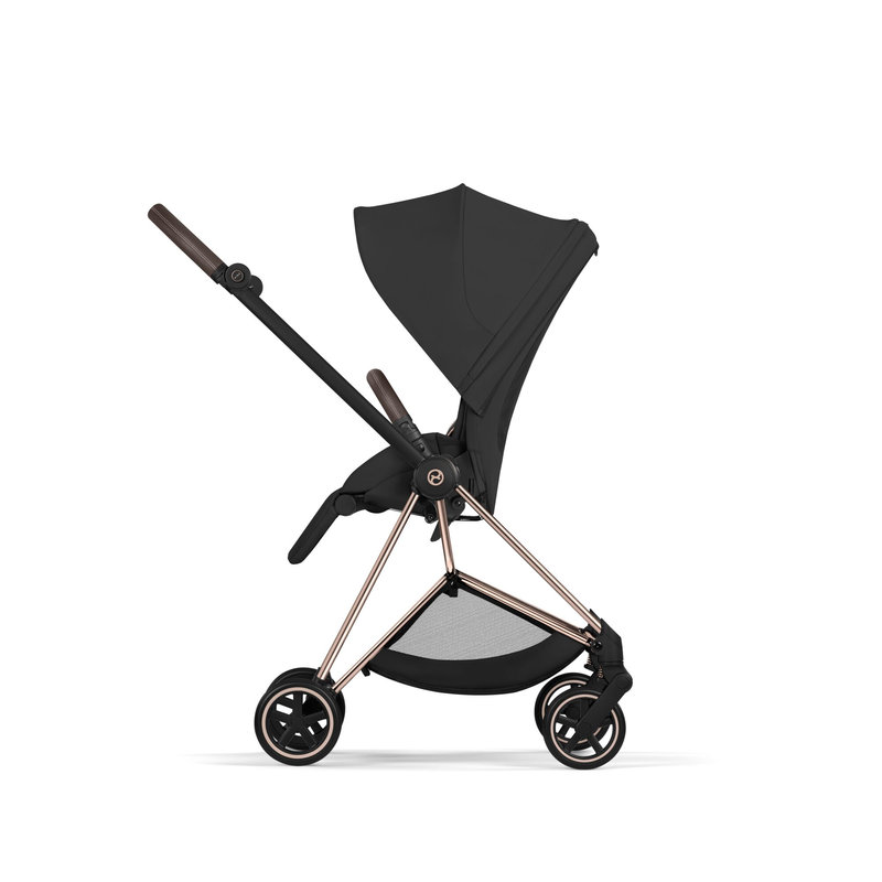 Pack duo Poussette citadine Mios Confort 2026 avec nacelle pliable Châssis Rose Gold Sepia Black Cybex poussette face parent assis