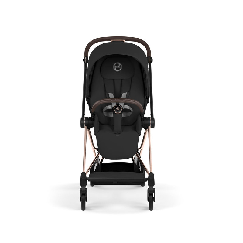 Pack duo Poussette citadine Mios Confort 2026 avec nacelle pliable Châssis Rose Gold Sepia Black Cybex poussette face