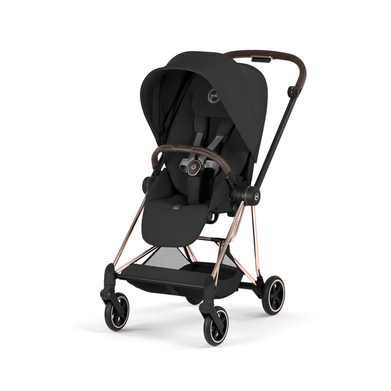 Pack duo Poussette citadine Mios Confort 2026 avec nacelle pliable Châssis Rose Gold Sepia Black Cybex poussette profil