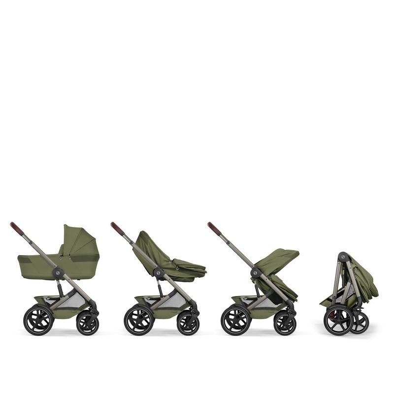 Pack Duo poussette Talos S Lux 2026 + Nacelle pliable Taupe / Moss Green CYBEX étape du pliage nacelle